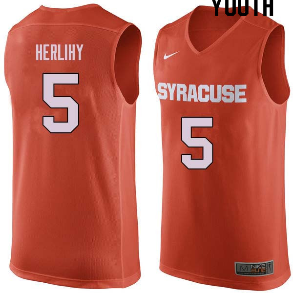 Youth #5 Patrick Herlihy Syracuse Orange College Basketball Jerseys Sale-Orange